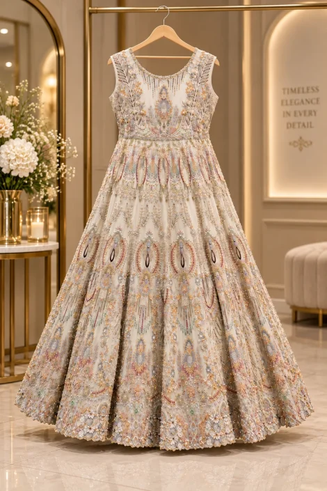 White Pearl Embroidered Maxi Dress