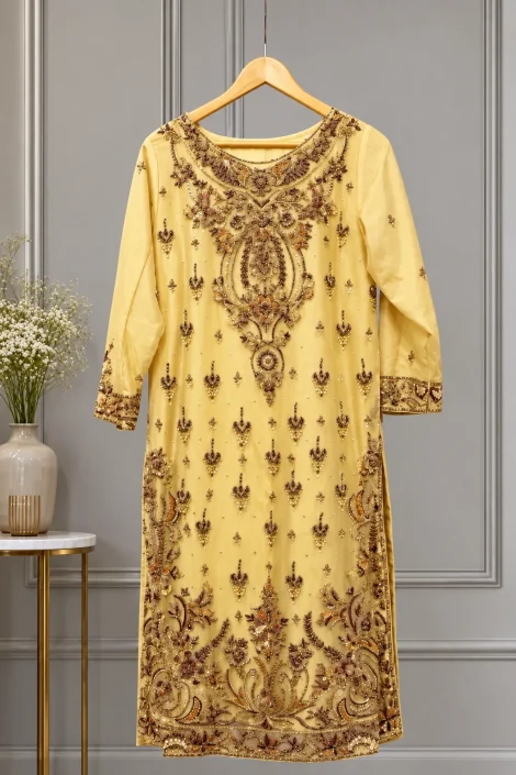 Golden Zardozi Embroidered Formal Shirt